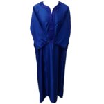 Moroccan Cotton Blend Royal Blue 3 Quarter Sleeve Thobe Jubba Kandora Dishdasha (6)