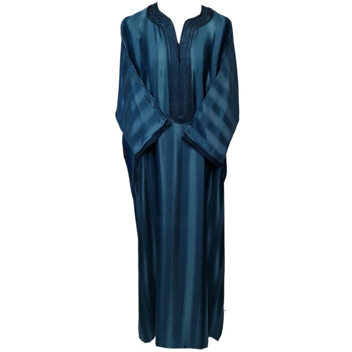 Moroccan Cotton Blend Teal 3 Quarter Sleeve Thobe Jubba Kandora Dishdasha (14)