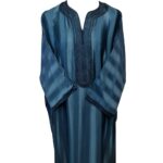 Moroccan Cotton Blend Teal 3 Quarter Sleeve Thobe Jubba Kandora Dishdasha (19)
