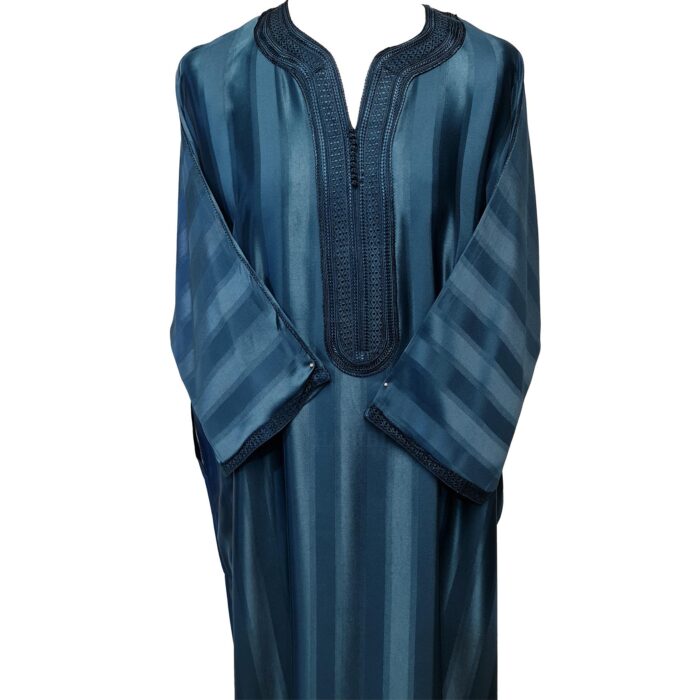 Moroccan Cotton Blend Teal 3 Quarter Sleeve Thobe Jubba Kandora Dishdasha (19)