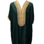 Moroccan Cotton Dark Green Short Sleeve Thobe Jubba Kandora Dishdasha (70)