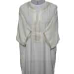 Moroccan Cotton Off White Cream 3 Quarter Sleeves Thobe Jubba Kandorah Dishdasha (4)