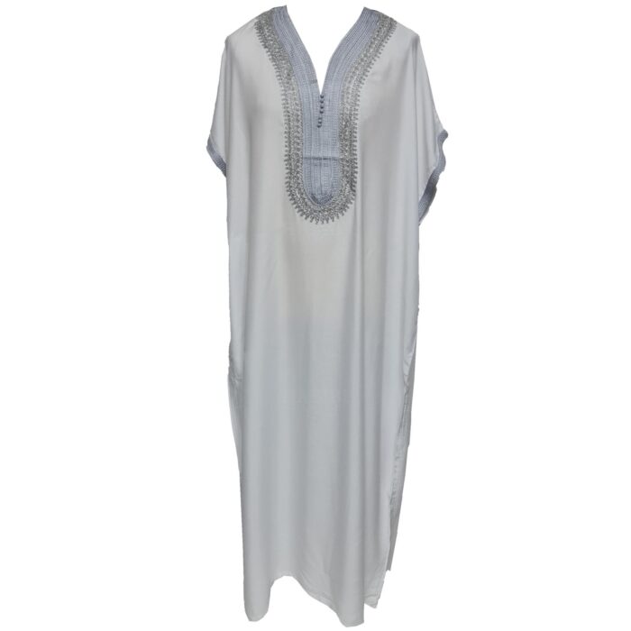 Moroccan Cotton White Short Sleeve Thobe Jubba Kandora Dishdasha (50)