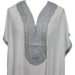 Moroccan Cotton White Short Sleeve Thobe Jubba Kandora Dishdasha (51)
