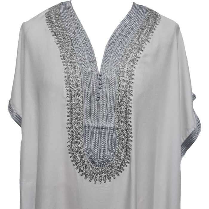Moroccan Cotton White Short Sleeve Thobe Jubba Kandora Dishdasha (51)