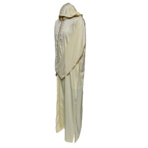 Moroccan Cream Striped Zip Front Long Sleeve Hooded Thobe Jubba Djellaba (16)