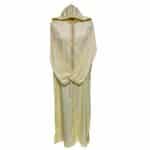 Moroccan Cream Yellow Striped Zip Front Long Sleeve Hooded Thobe Jubba Djellaba