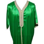 Moroccan Green Shiny Short Sleeves Thobe Jubba Kandora Dishdasha (16)
