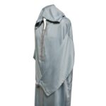 Moroccan Grey Cottonwool Blend Long Sleeve Hooded Jubba Thobe Djellaba (1)