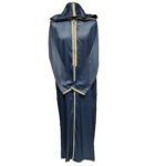 Moroccan Grey Striped Zip Front Long Sleeve Hooded Thobe Jubba Djellaba (2)