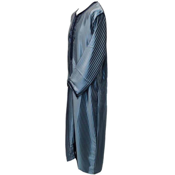 Moroccan Men Grey Long Sleeve Thobe Jubba Kandora Dishdasha (51)
