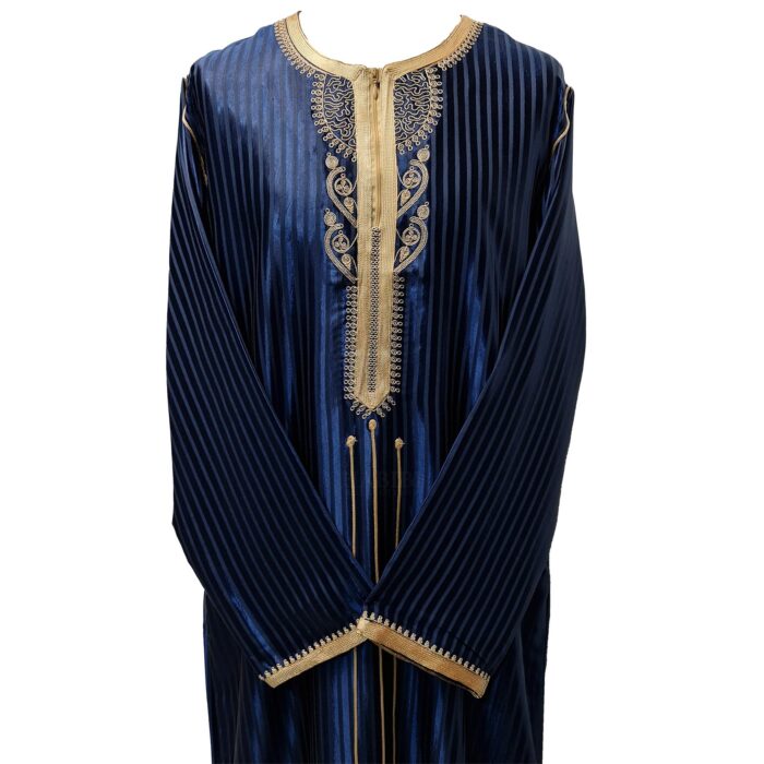 Moroccan Men Navy Long Sleeve Thobe Jubba Kandora Dishdasha (19)