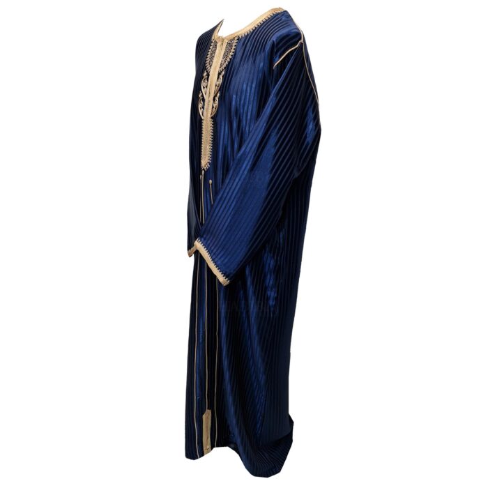 Moroccan Men Navy Long Sleeve Thobe Jubba Kandora Dishdasha (20)