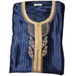 Moroccan Men Navy Long Sleeve Thobe Jubba Kandora Dishdasha (21)