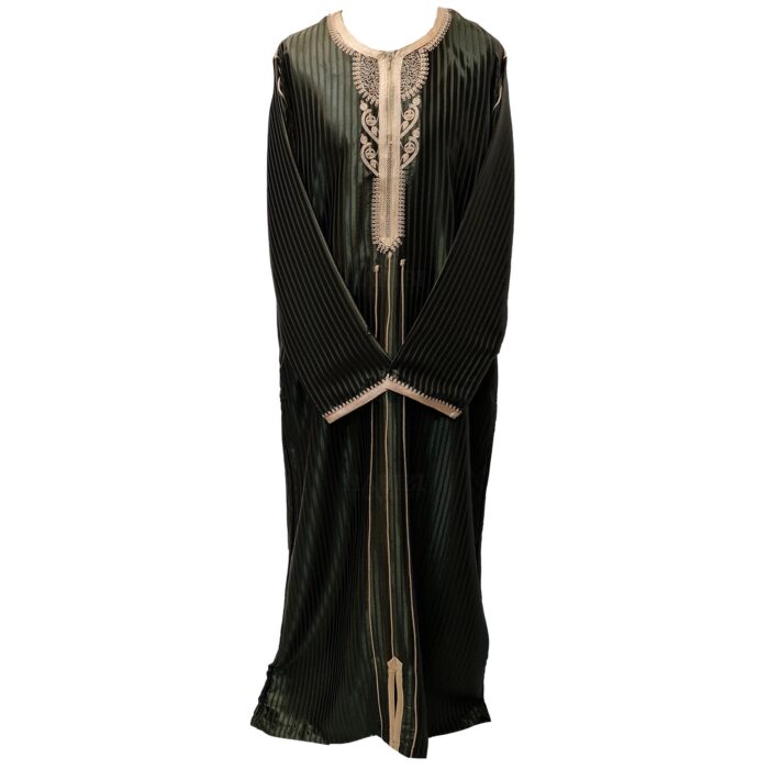 Moroccan Men Olive Green Long Sleeve Thobe Jubba Kandora Dishdasha (22)