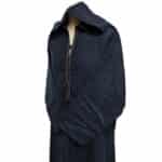 Moroccan Navy Blue Wool Blend Long Sleeves Hooded Thobe Djellaba (1)