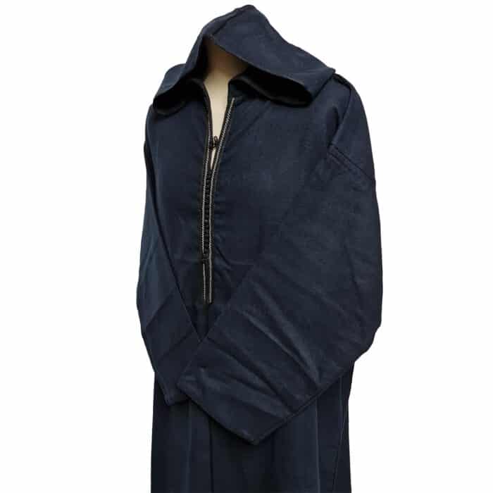 Moroccan Navy Blue Wool Blend Long Sleeves Hooded Thobe Djellaba (1)