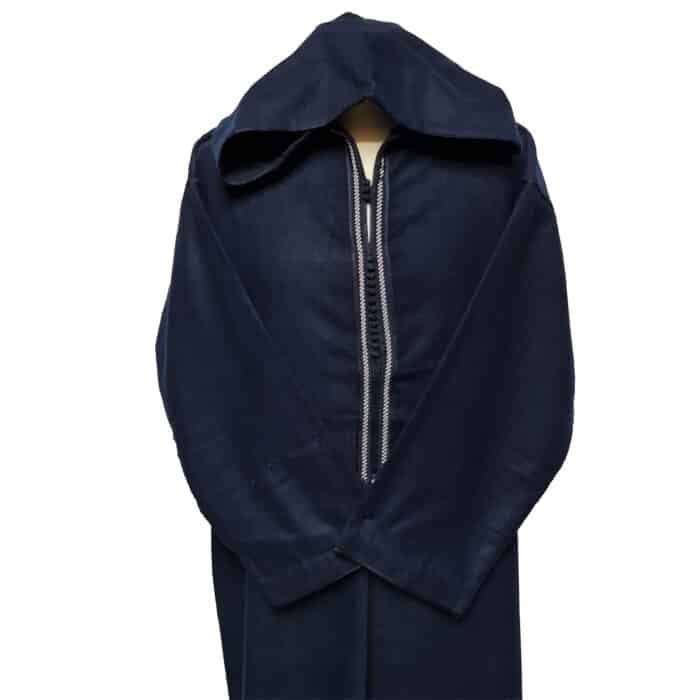 Moroccan Navy Blue Wool Blend Long Sleeves Hooded Thobe Djellaba (2)