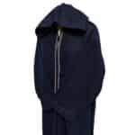 Moroccan Navy Blue Wool Blend Long Sleeves Hooded Thobe Djellaba (3)