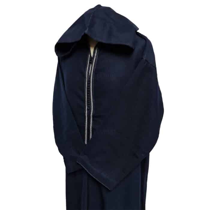 Moroccan Navy Blue Wool Blend Long Sleeves Hooded Thobe Djellaba (3)