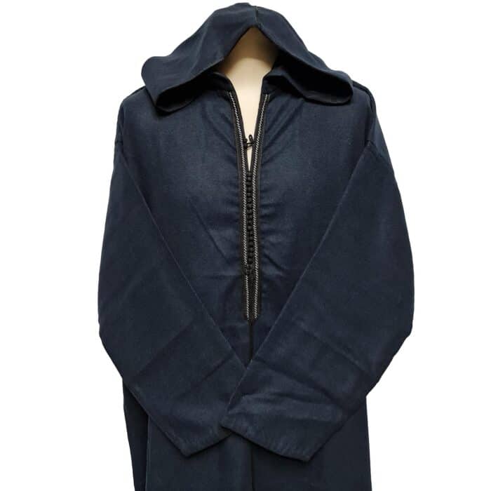 Moroccan Navy Blue Wool Blend Long Sleeves Hooded Thobe Djellaba (4)
