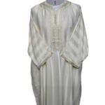 Moroccan Premium Cotton Blend Cream 3 Quarter Sleeve Thobe Jubba Kandora Dishdasha M3qsatash 77bb(4)
