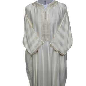 Moroccan Premium Cotton Blend Cream 3 Quarter Sleeve Thobe Jubba Kandora Dishdasha M3qsatash 77bb(4)