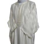 Moroccan Premium Cotton Blend Cream 3 Quarter Sleeve Thobe Jubba Kandora Dishdasha M3qsatash 77bb(5)