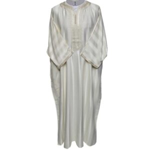 Moroccan Premium Cotton Blend Cream 3 Quarter Sleeve Thobe Jubba Kandora Dishdasha M3qsatash 77bb(7)