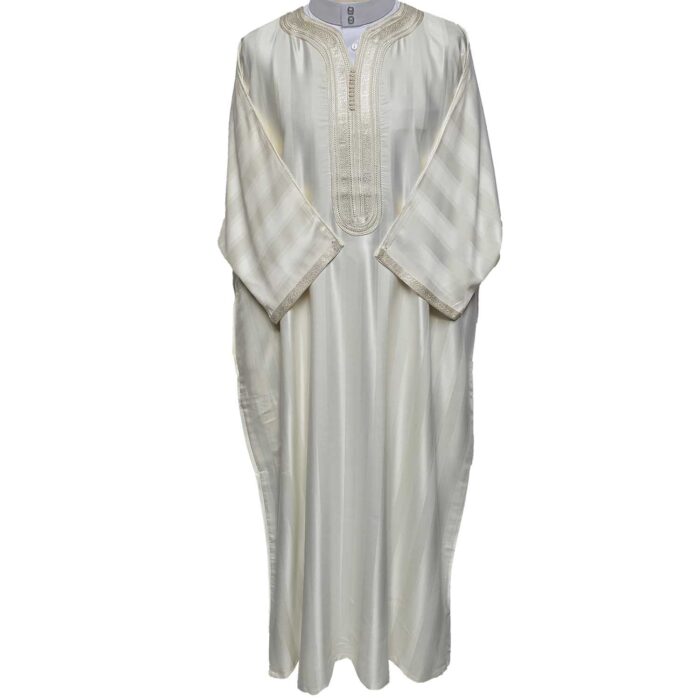 Moroccan Premium Cotton Blend Cream 3 Quarter Sleeve Thobe Jubba Kandora Dishdasha M3qsatash 77bb(7)