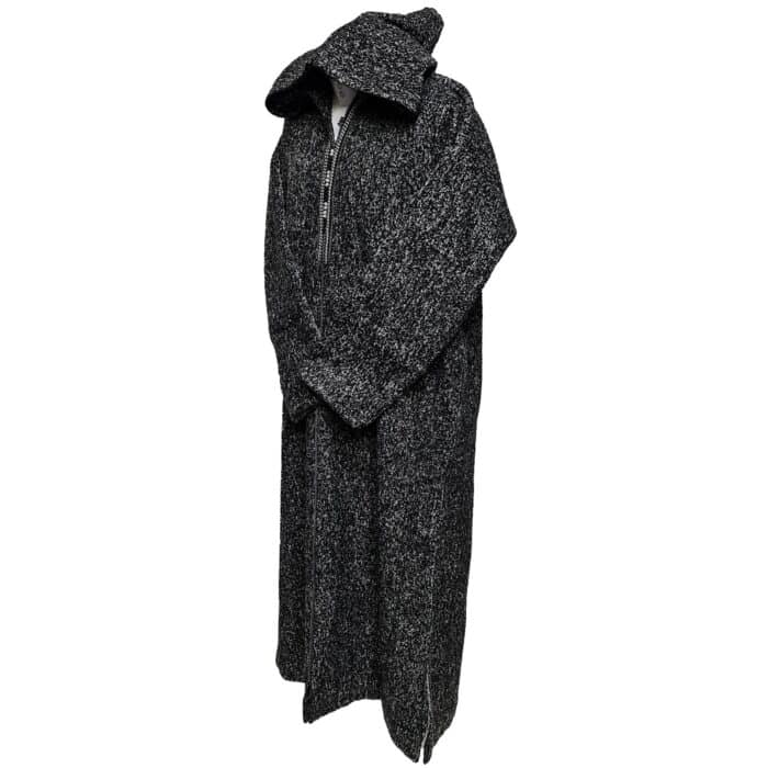 Moroccan Super Thick Warm Cashmere Wool Blend Black Hooded Thobe Djellaba Jubba (1)