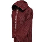 Moroccan Super Thick Warm Cashmere Wool Blend Burgundy Hooded Thobe Djellaba (1)