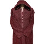 Moroccan Super Thick Warm Cashmere Wool Blend Burgundy Hooded Thobe Djellaba (3)