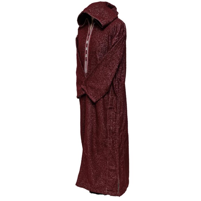 Moroccan Super Thick Warm Cashmere Wool Blend Burgundy Hooded Thobe Djellaba (4)