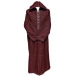 Moroccan Super Thick Warm Cashmere Wool Blend Burgundy Hooded Thobe Djellaba (6)