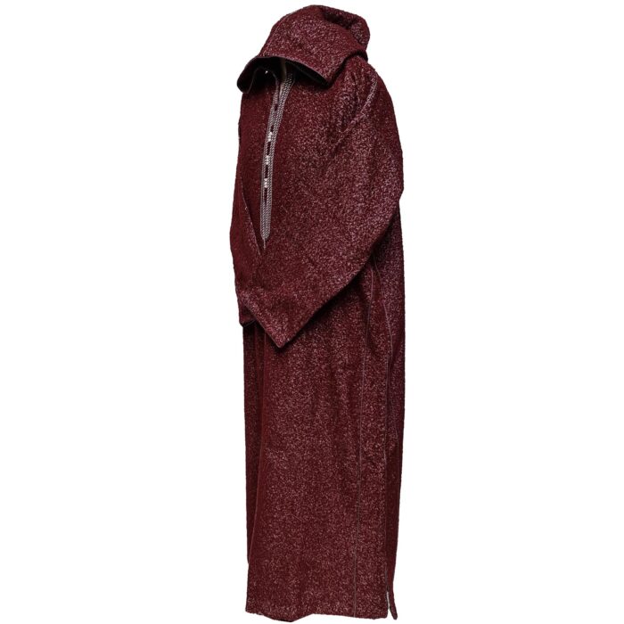 Moroccan Super Thick Warm Cashmere Wool Blend Burgundy Hooded Thobe Djellaba (8)