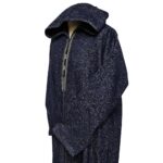 Moroccan Super Thick Warm Cashmere Wool Blend Navy Blue Hooded Thobe Djellaba (1)