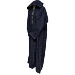 Moroccan Super Thick Warm Cashmere Wool Blend Navy Blue Hooded Thobe Djellaba (4)