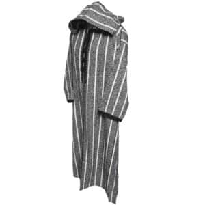 Moroccan Super Thick Warm Wool Blend Grey Black Striped Hooded Thobe Djellaba Superthkwrmwl 500rk (5)
