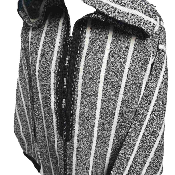 Moroccan Super Thick Warm Wool Blend Grey Black Striped Hooded Thobe Djellaba Superthkwrmwl 500rk (6)