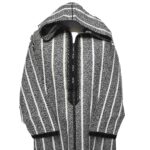 Moroccan Super Thick Warm Wool Blend Grey Black Striped Hooded Thobe Djellaba Superthkwrmwl 500rk (8)