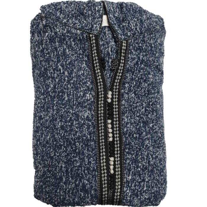 Moroccan Super Warm Cashmere Wool Blend Blue Hooded Thobe Djellaba Jubba (1)