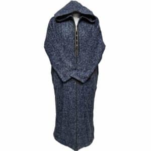 Moroccan Super Warm Cashmere Wool Blend Blue Hooded Thobe Djellaba Jubba (2)