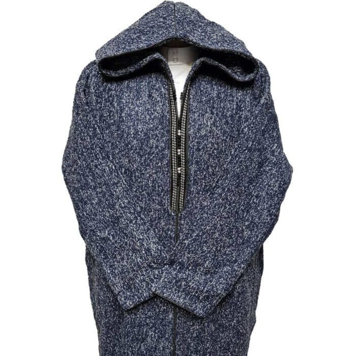 Moroccan Super Warm Cashmere Wool Blend Blue Hooded Thobe Djellaba Jubba (3)