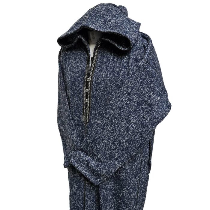 Moroccan Super Warm Cashmere Wool Blend Blue Hooded Thobe Djellaba Jubba (4)