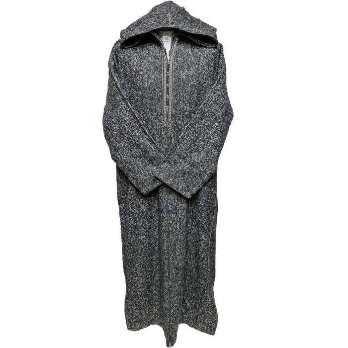 Moroccan Super Warm Cashmere Wool Blend Grey Hooded Thobe Djellaba Jubba (2)