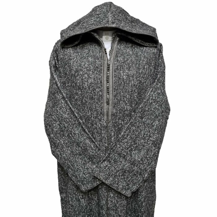 Moroccan Super Warm Cashmere Wool Blend Grey Hooded Thobe Djellaba Jubba (3)