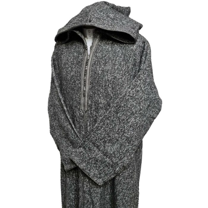 Moroccan Super Warm Cashmere Wool Blend Grey Hooded Thobe Djellaba Jubba (4)