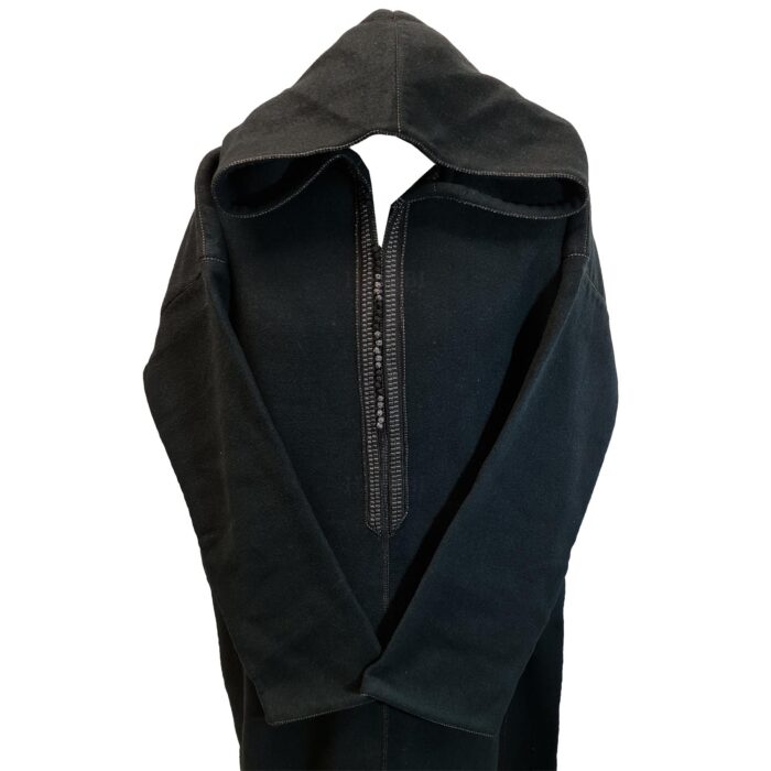 Moroccan Super Warm Thick Cashmere Wool Blend Black Hooded Thobe Djellaba (12)