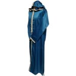 Moroccan Teal Blue Striped Zip Front Long Sleeve Hooded Thobe Jubba Djellaba (12)